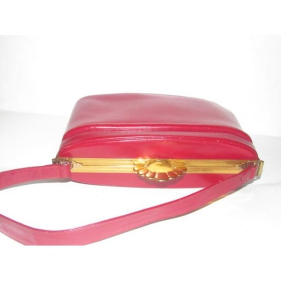 Evans Vintage True Red Leather Satchel Engraved Gold Frame - Picture 12 of 12